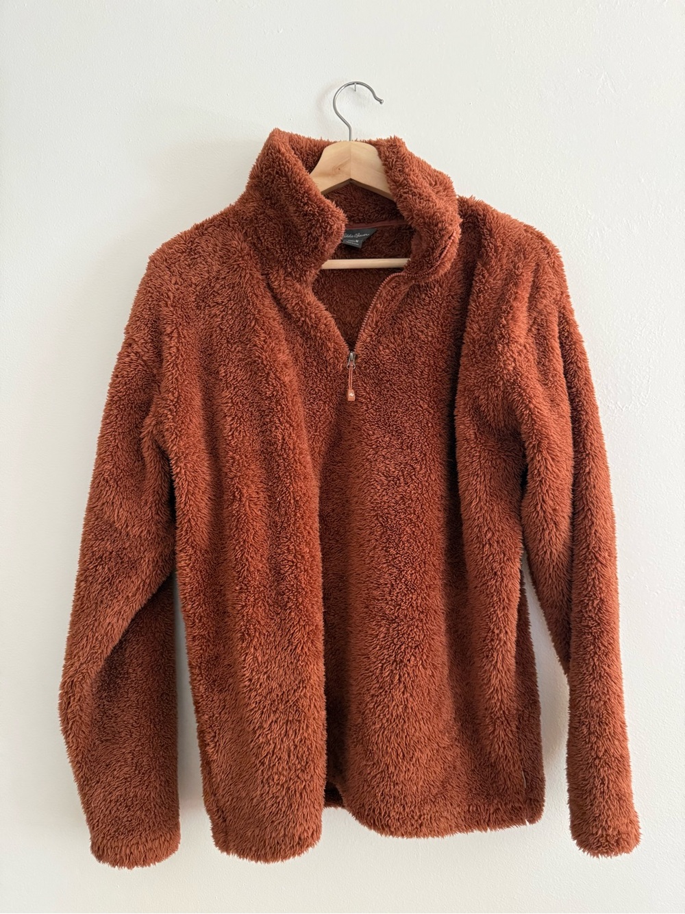 Eddie Bauer Burnt Orange Plush Sherpa Half-Zip Pullover